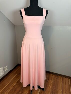 OYS Square Neck Pink Midi Dress